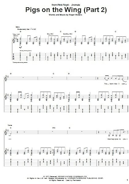 Pigs On The Wing (Part 2) - Guitar TAB, New, Main