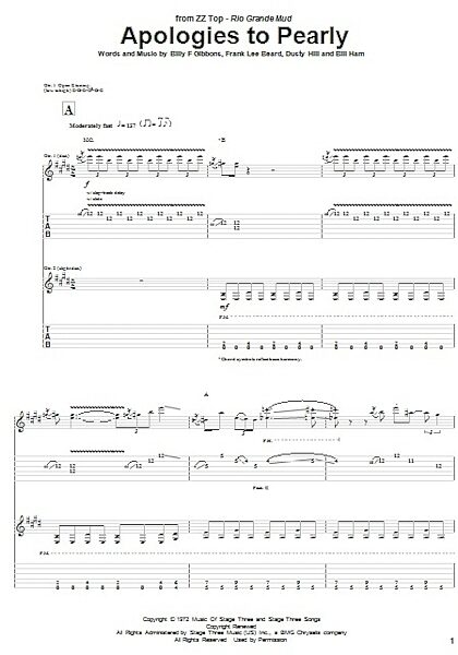 Apologies To Pearly - Guitar TAB, New, Main