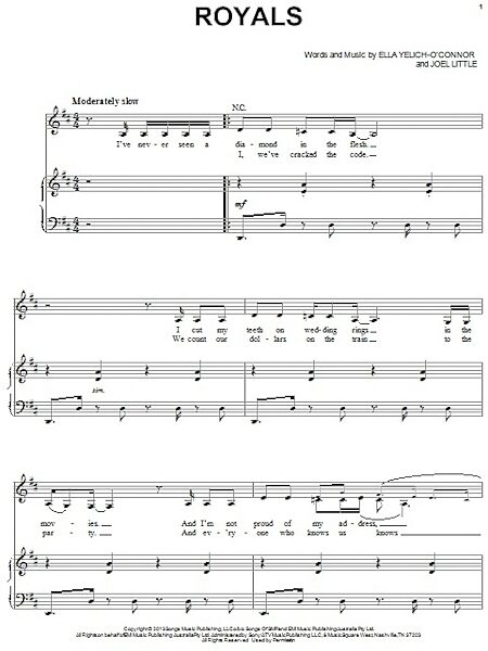 Royals - Piano Vocal, New, Main