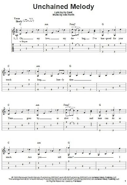 Unchained Melody - Easy Guitar with TAB, New, Main