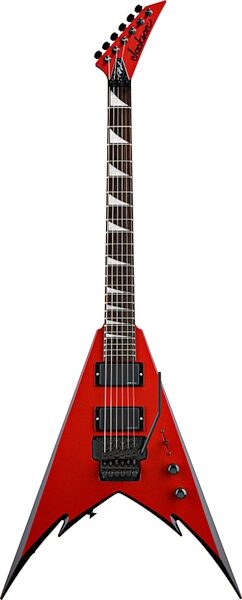 Jackson PDX Demmelition King V Electric Guitar (with Gig Bag), Red with Black Bevels