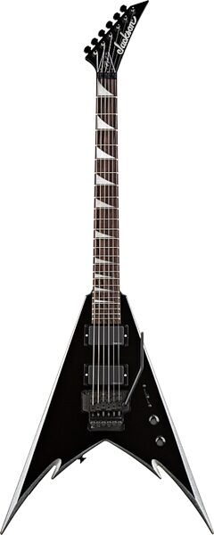 Jackson PDX Demmelition King V Electric Guitar (with Gig Bag), Black with Silver Bevels
