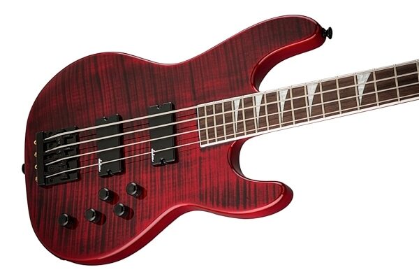 Jackson CBXNT IV Electric Bass, Rosewood, Transparent Red Closeup