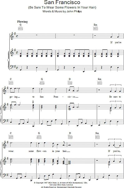 San Francisco (Be Sure To Wear Some Flowers In Your Hair) - Piano/Vocal/Guitar, New, Main