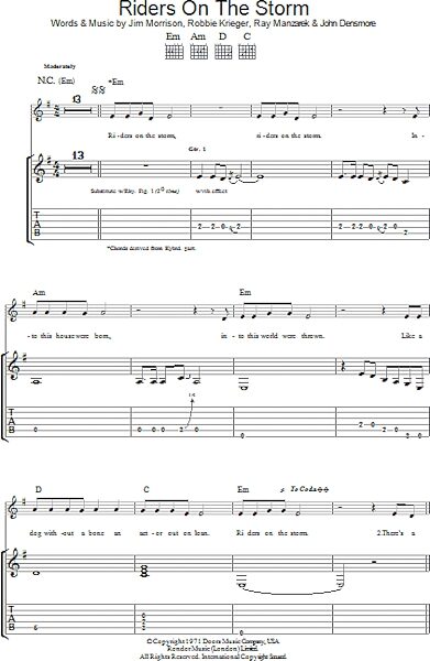 Riders On The Storm - Guitar TAB, New, Main