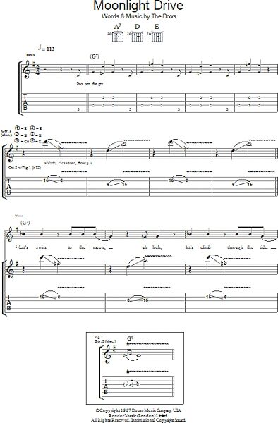 Moonlight Drive - Guitar TAB, New, Main