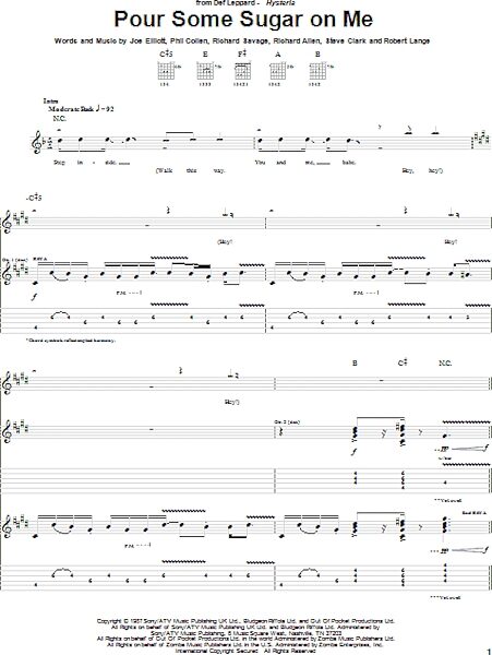 Pour Some Sugar On Me - Guitar TAB, New, Main