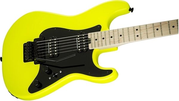Charvel Pro-Mod So-Cal Style 1 HH FR M Electric Guitar, with Maple Fingerboard, Neon Yellow Closeup