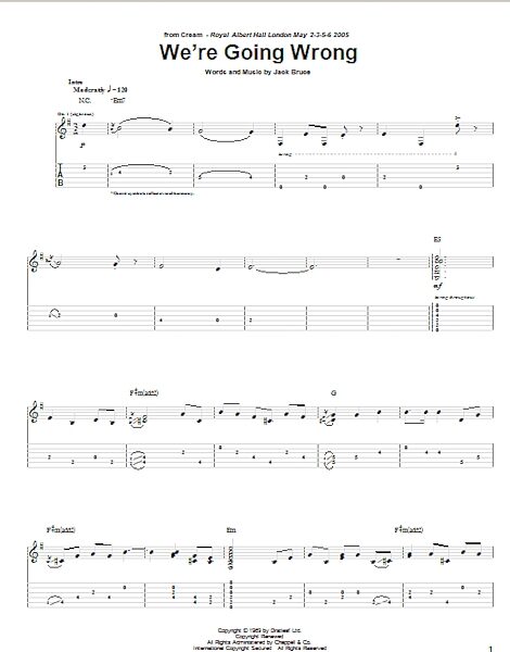 We're Going Wrong - Guitar TAB, New, Main