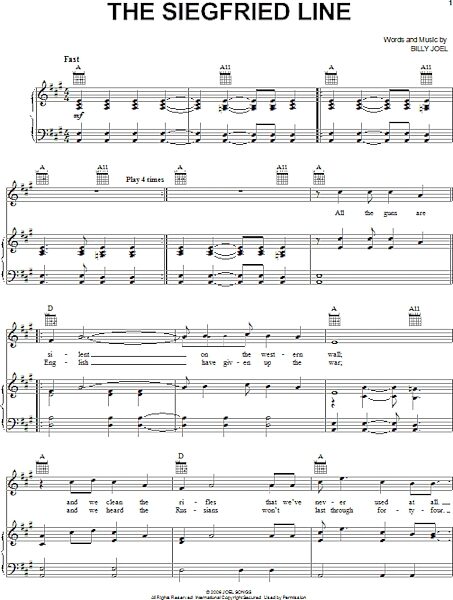 The Siegfried Line - Piano/Vocal/Guitar, New, Main