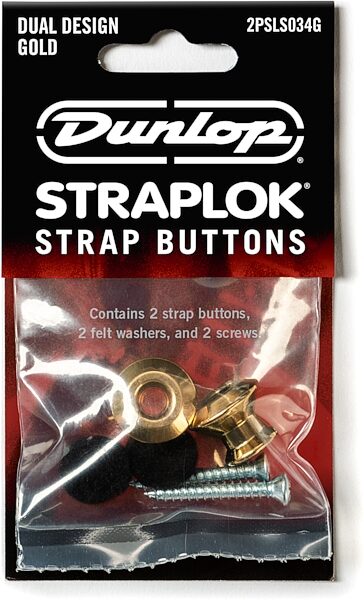 Dunlop Dual Design Straplok Strap Button Set, Gold, Action Position Back