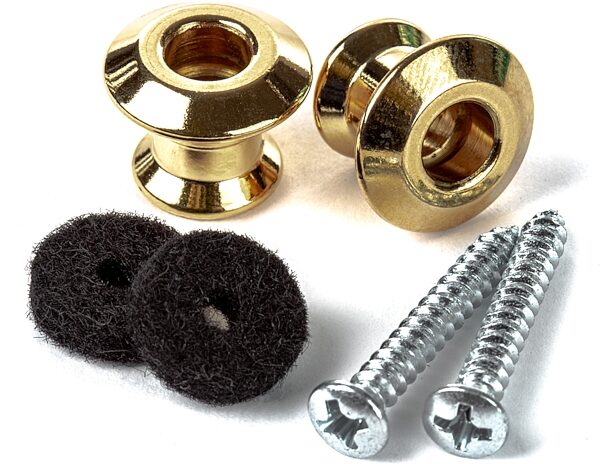 Dunlop Dual Design Straplok Strap Button Set, Gold, Action Position Back