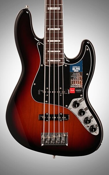 Fender American Elite V Jazz Bass, 5-String (Rosewood, with Case), Body Straight Front