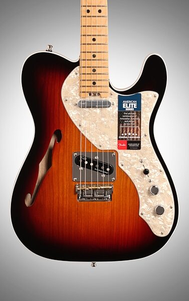 Fender American Elite Telecaster Thinline Electric Guitar (Maple, with Case), Body Straight Front