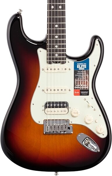 Fender American Elite Stratocaster HSS Shawbucker Electric Guitar, Ebony Fingerboard (with Case), Body Straight Front