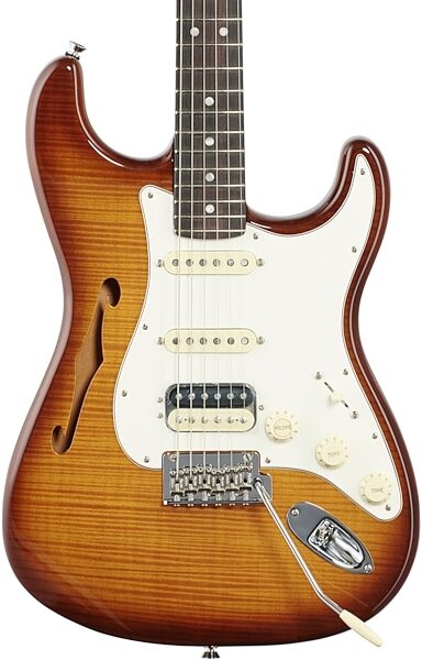 Fender Rarities Stratocaster Thinline HSS, Solid Rosewood Neck, Electric Guitar (with Case), Body Straight Front