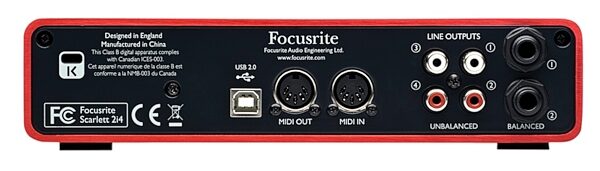 Focusrite Scarlett 2i4 USB Audio Interface, Rear
