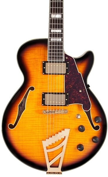 D'Angelico EXSS Semi-Hollow Electric Guitar, Vintage Sunburst - Front Body