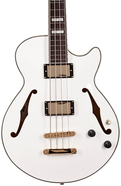 D'Angelico EXBASS Semi-Hollowbody Electric Bass, White - Front Body