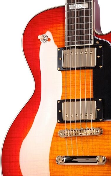 D'Angelico EX-SD Electric Guitar (with Case), Cherry - Body Closeup