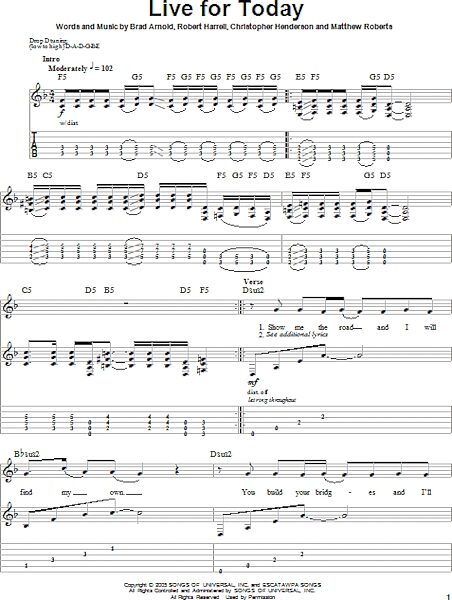 Live For Today - Guitar Tab Play-Along, New, Main