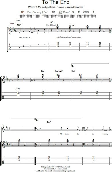 To The End - Guitar TAB, New, Main