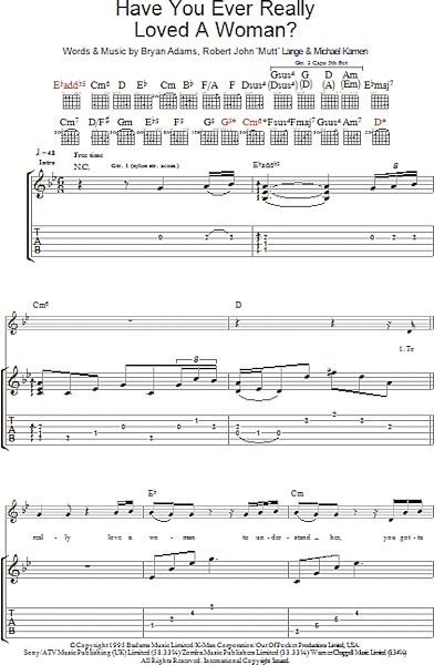 Have You Ever Really Loved A Woman? - Guitar TAB, New, Main