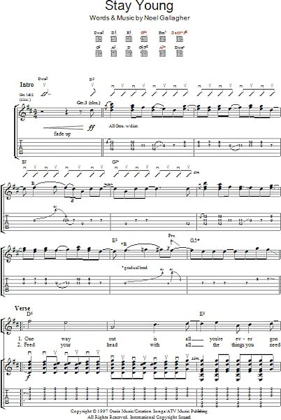 Stay Young - Guitar TAB, New, Main
