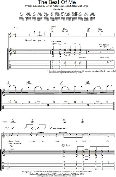 The Best Of Me - Guitar TAB, New, Main