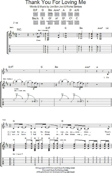 Thank You For Loving Me - Guitar TAB, New, Main