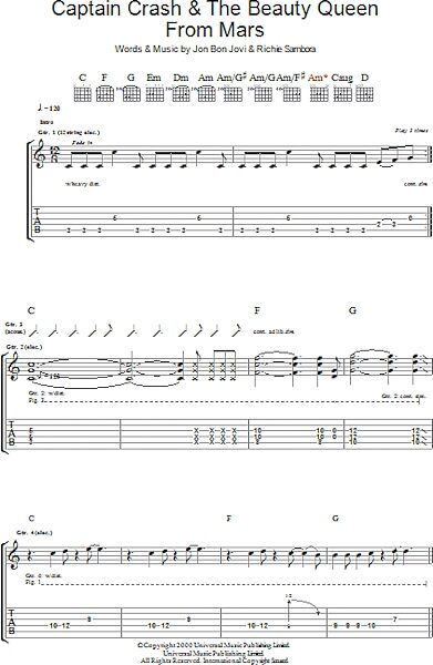 Captain Crash & The Beauty Queen From Mars - Guitar TAB, New, Main