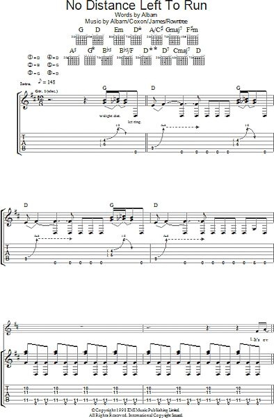 No Distance Left To Run - Guitar TAB, New, Main