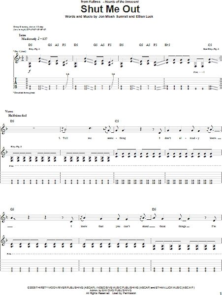 Shut Me Out - Guitar TAB, New, Main