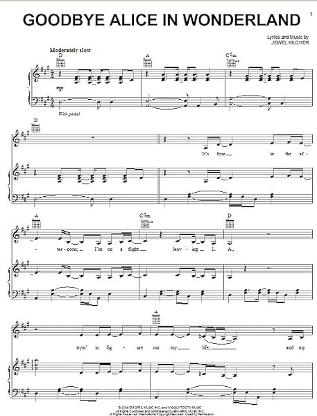 Goodbye Alice In Wonderland - Piano/Vocal/Guitar, New, Main