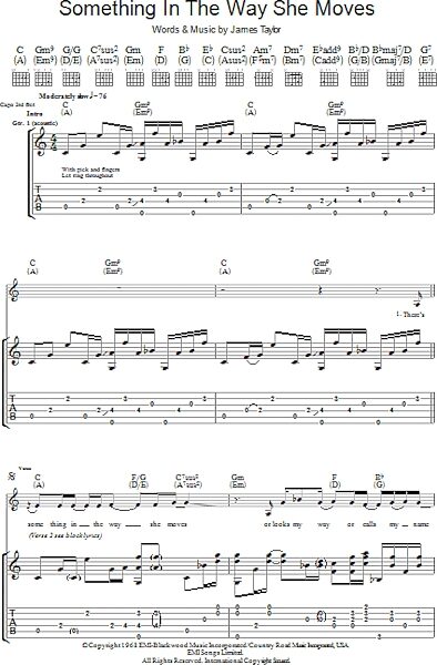 Something In The Way She Moves - Guitar TAB, New, Main