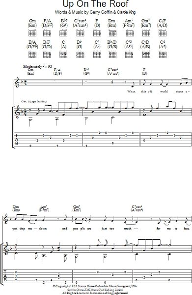 Up On The Roof - Guitar TAB, New, Main