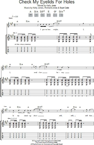 Check My Eyelids For Holes - Guitar TAB, New, Main