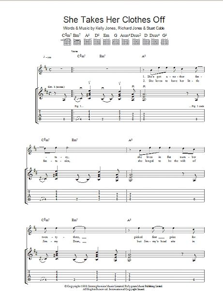 She Takes Her Clothes Off - Guitar TAB, New, Main