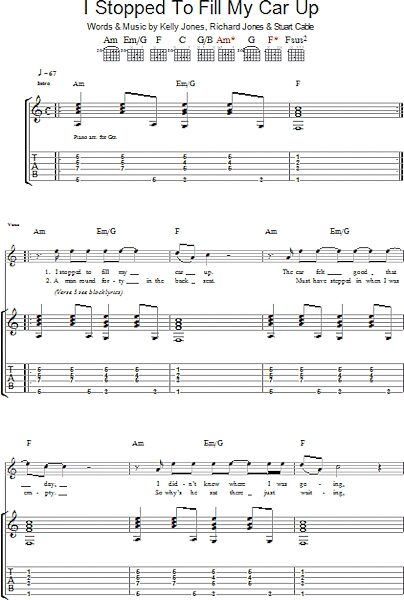 I Stopped To Fill My Car Up - Guitar TAB, New, Main