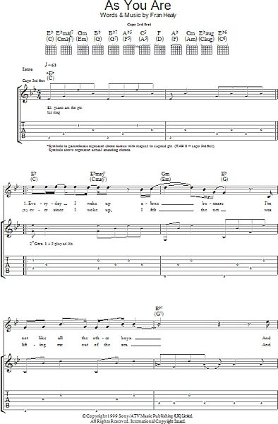 As You Are - Guitar TAB, New, Main