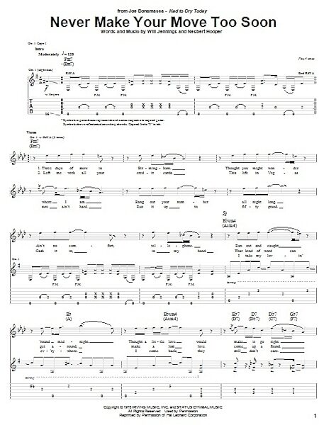 Never Make Your Move Too Soon - Guitar TAB, New, Main