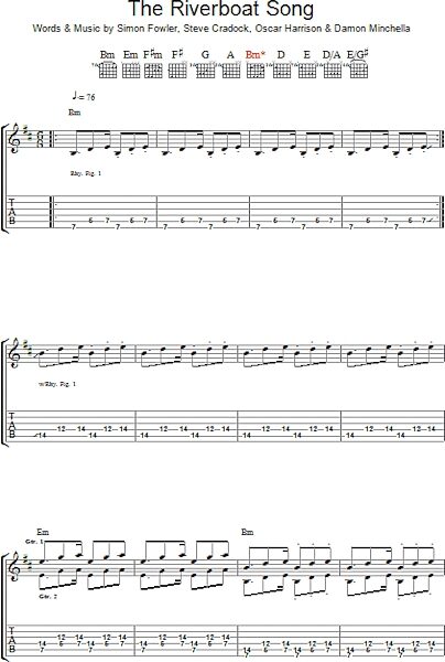 The Riverboat Song - Guitar TAB, New, Main