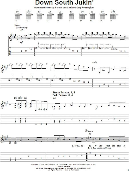 Down South Jukin' - Easy Guitar with TAB, New, Main
