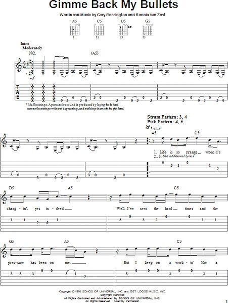 Gimme Back My Bullets - Easy Guitar with TAB, New, Main