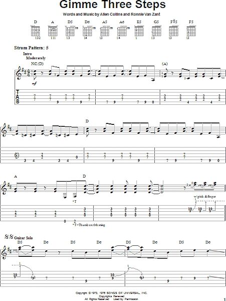 Gimme Three Steps - Easy Guitar with TAB, New, Main