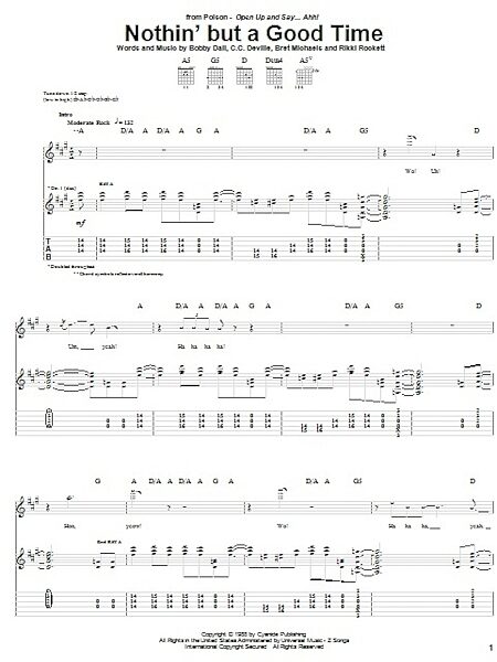 Nothin' But A Good Time - Guitar TAB, New, Main
