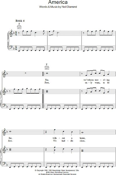 America - Piano/Vocal/Guitar, New, Main
