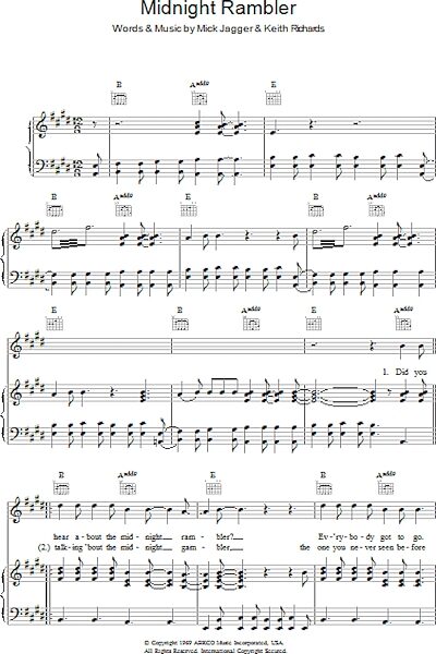 Midnight Rambler - Piano/Vocal/Guitar, New, Main