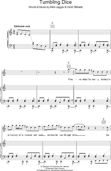 Tumbling Dice - Piano/Vocal/Guitar, New, Main