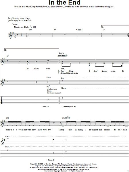 In The End - Guitar Tab Play-Along, New, Main